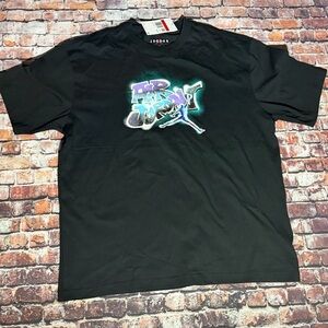 Jordan Black Tee with Neon Graffiti Jumpman